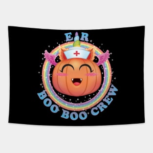 ER Boo Boo Crew Nursing Halloween Kawaii Unicorn Pumpkin Nurse (or is it a Cute Alicorn Pumpkin?) Costume Tapestry