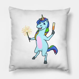 Unicorn with champagne and sparkler - Happy New Year Pillow