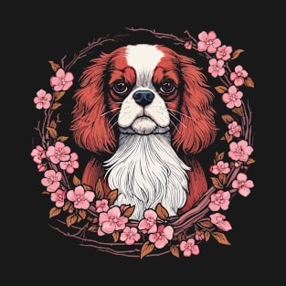 King Charles Spaniel with Cherry Blossom flowers T-Shirt