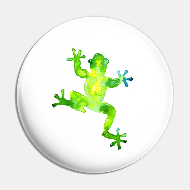 Green Watercolor Frog Pin by ZeichenbloQ