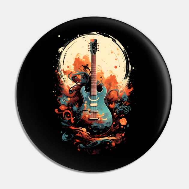 Guitar Moon Color Pin by Nerd_art
