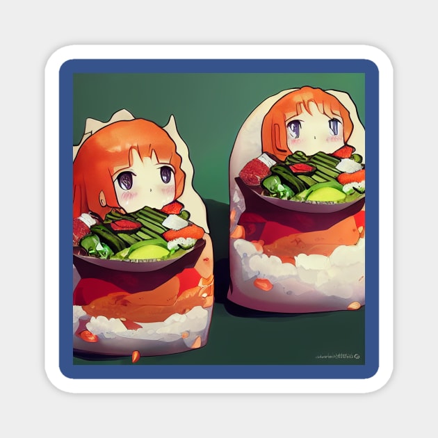 Kawaii Anime Sushi Magnet by Grassroots Green