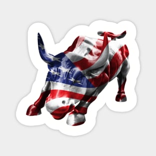 Wall Street Bull with American Flag Overlay Magnet