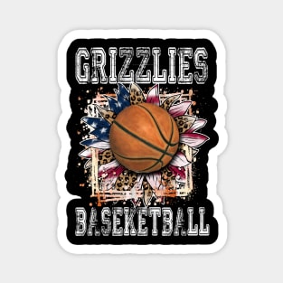 American Flag Personalized Grizzlies Proud Name Basketball Magnet