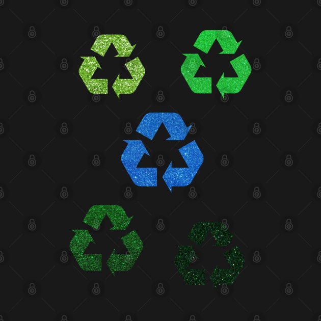 Green Blue Faux Glitter Recycle Symbol Pack by Felicity-K