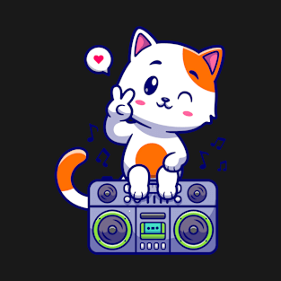 Music and  cat is love T-Shirt