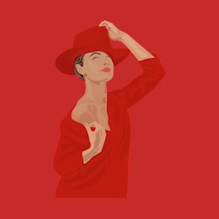 Sensual red hat lady T-Shirt