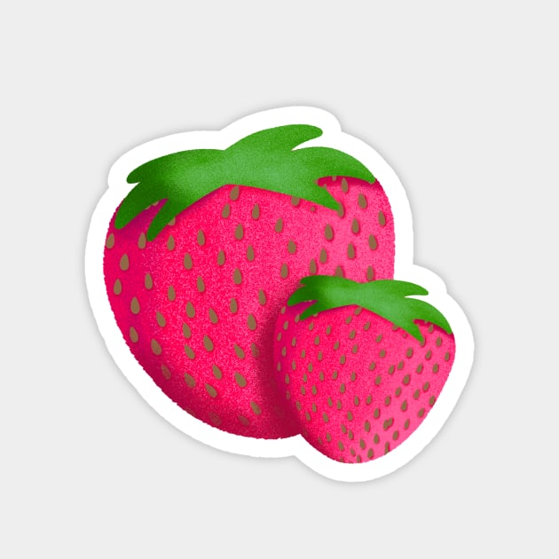 Strawberries Art Fruits Kitchen Retro 50s Strawberry Magnet by Foxxy Merch