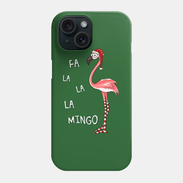 Fa La La Mingo Christmas Flamingo in Santa Costume Phone Case by SkizzenMonster
