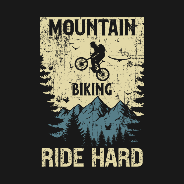 Mountain biking ride hard distressed look vintage by HomeCoquette