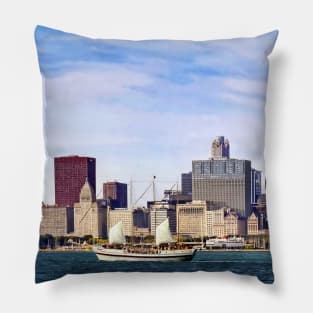 Chicago IL - Schooner on Lake Michigan Pillow