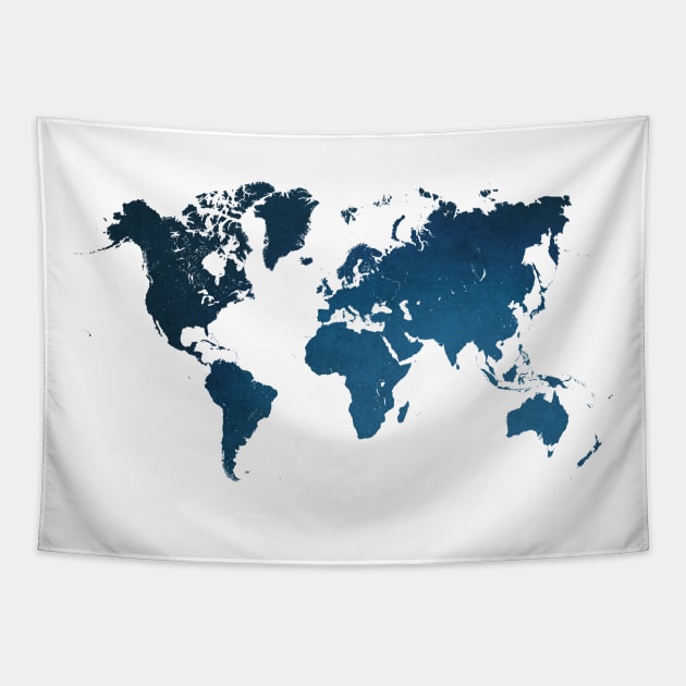 world map blue #map #worldmap Tapestry by JBJart