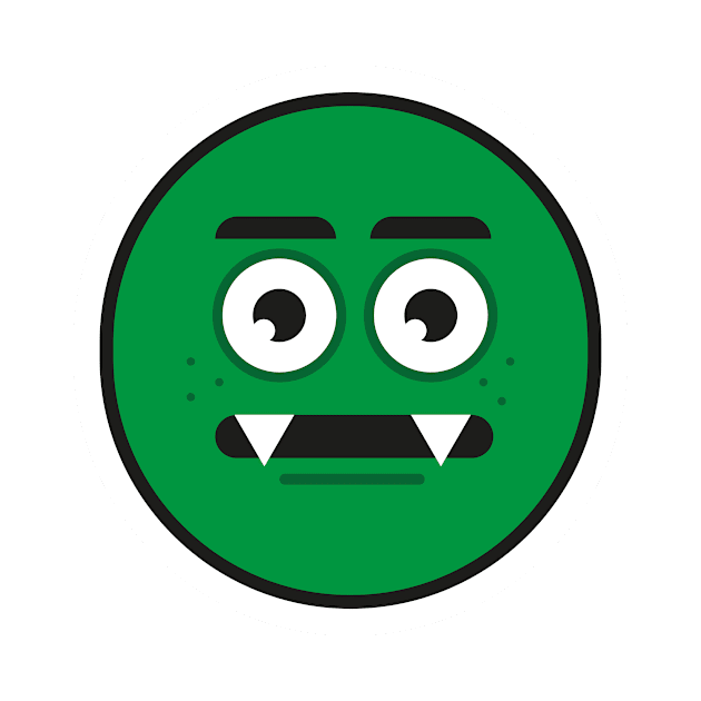 vector illustration of a green monster emoji by Bubsart78