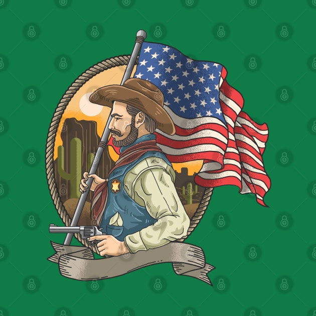 Man holding American flag by Mako Design 