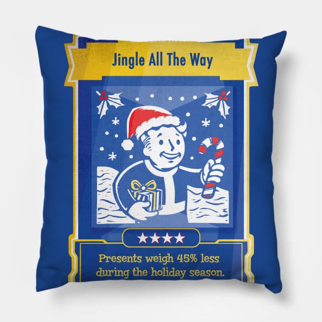 Fallout Festive Perk Card Pillow by katmargoli