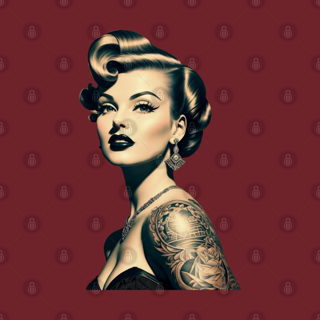 Vintage 1950s Pin Up Girl with Tattoos by RetroSalt