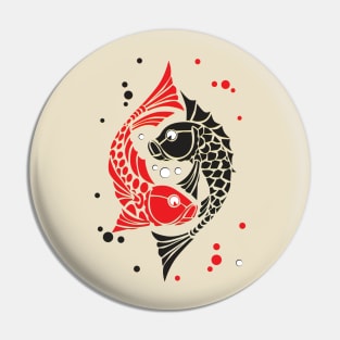 Red and black koi fish. Symbol of good luck Pin