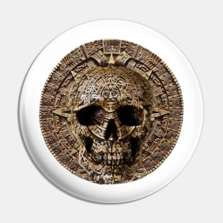 Aztec Skull Calendar Pin