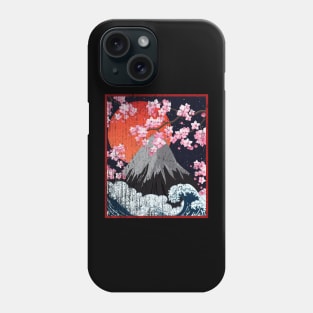 Vintage Cherry Blossom Woodblock Tee Japanese Graphical Art Phone Case