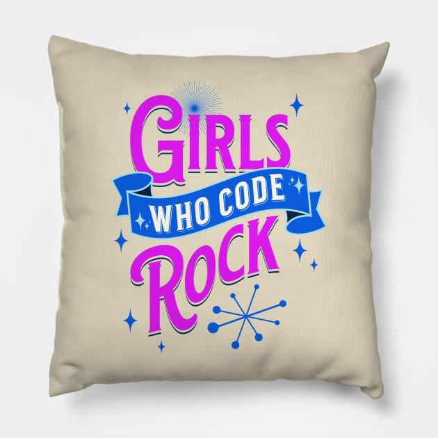 Girls Who Code Rock Pillow by ShopBuzz