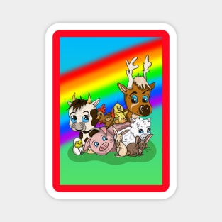 Farm Animals with a Rainbow of Hope Magnet