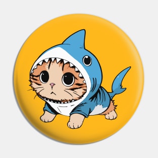 cat dressed as a shark Pin