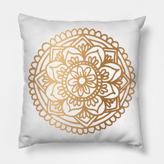 Gold Mandala Flower New 2020 Pillow by julieerindesigns