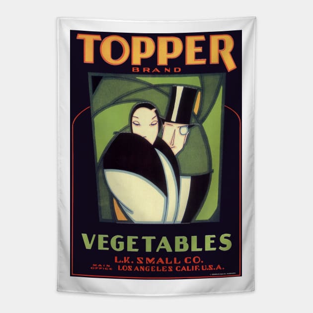 Vintage Topper Brand Vegetables Label Tapestry by MasterpieceCafe