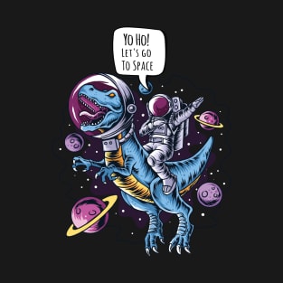 T Rex Is on the Space with Astronaut T-Shirt