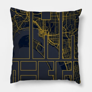 San Jose, USA City Map Typography - Gold Art Deco Pillow