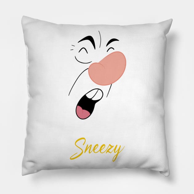 Sneezy Dwarf Pillow by ShutterStudios