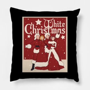 White Christmas Retro Comic Style Pillow