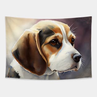 A Watercolor Beagle Puppy Tapestry