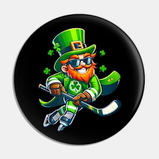 Playing Hockey St Patricks Day Sport Men Boys Pin