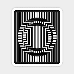 black and white Geometric abstract stripes Magnet