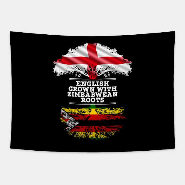 English Grown With Zimbabwean Roots - Gift for Zimbabwean With Roots From Zimbabwe Tapestry by Country Flags