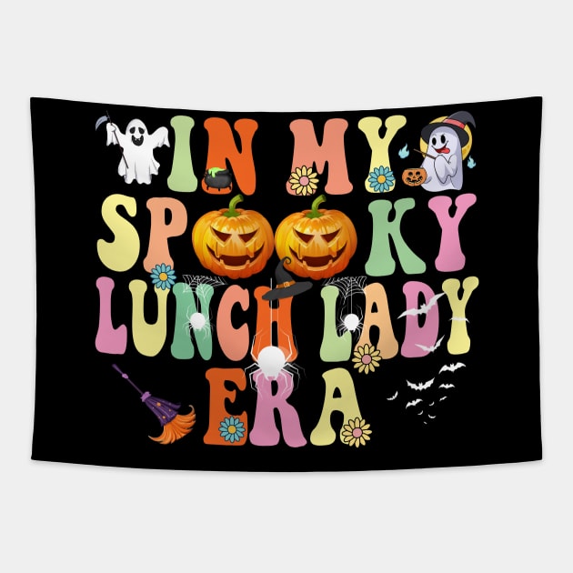 In my Spooky Lunch Lady Era Funny Halloween Tapestry by Spit in my face PODCAST