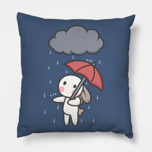 Rainy day doodle bunny Pillow