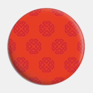 Celtic Endless Knot Pattern Red on Orange Background Pin