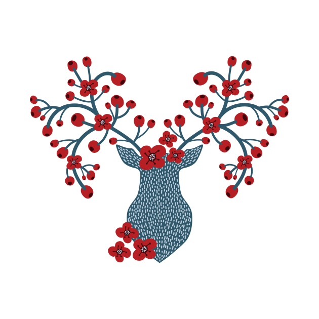 Scandinavian Deer Trophy Floral Antlers by Blue Planet Boutique