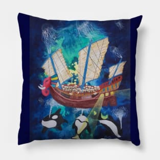 Abstract - inspirational - fun art - Powered by Mushrooms Pillow