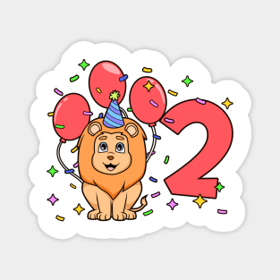 I am 2 with lion - kids birthday 2 years old Magnet
