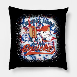 I'm Just Here For The Snacks Baseball 4th Of July Hot Dog Pillow