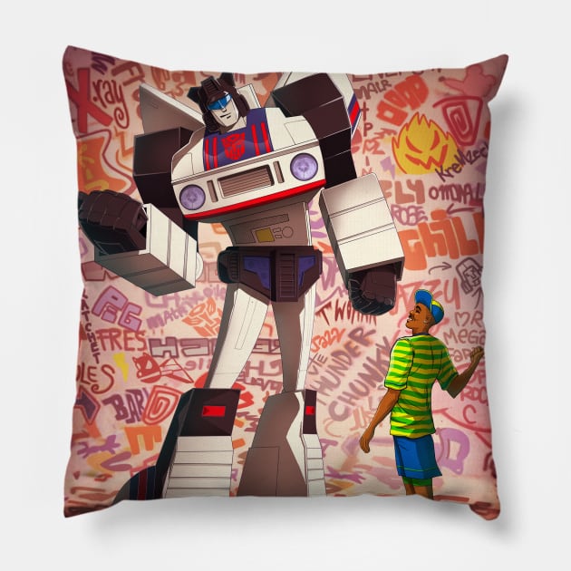 autobot jazz and the fresh prince Pillow by m7781