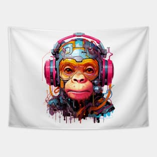 Cartoon monkey robot. T-Shirt, Sticker. Tapestry