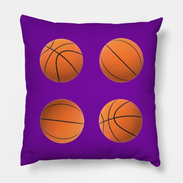 Basketball Lovers Basketballs Pattern for Fans and Players (Purple Background) Pillow by Art By LM Designs 