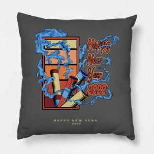 happy new year 2022 vintage Pillow