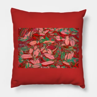 Pink Red and Green Fallen Leaves Pillow