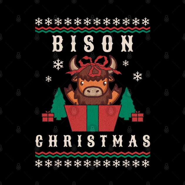 Santa Bison Animal Xmas Lighting Ugly Bison Christmas by HBart