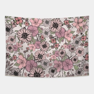 Wild Flowers Floral Pattern Design Tapestry